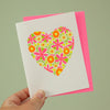 neon floral heart card for any type of greeting