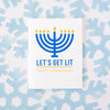 funny Hanukkah card, let's get lit menorah holiday card by exit343design