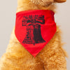 Philadelphia dog bandanna in red with a black Liberty Bell print by exit343design