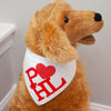 dog bandanna for philadelphia wedding with red love statue imprint