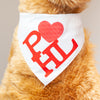 philadelphia dog bandanna in white with a red imprint by exit343design