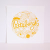 Pittsburgh icons art print in yellow on white and ready to frame