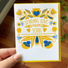 greeting card that says sending love from York Pennsylvania in blue and yellow