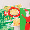 vintage inspired Christmas card, vintage ornaments Christmas card, folk inspired Christmas card with ornaments