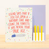irreverent birthday card for old soul, happy birthday blank card, funfetti cake birthday card