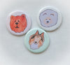 chow dog art, pomeranian dog art, and collie dog art magnet set