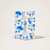 Christmas stocking pattern greeting card in blue and silver by exit343design