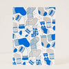 Christmas stocking pattern greeting card in blue and silver by exit343design