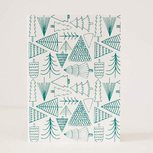 evergreen tree pattern Christmas card by exit343design