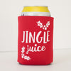 christmas koozie in red that says jingle juice