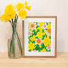 spring daffodils art print, home garden digital art print, flower art for your wall, narcissus flowers art