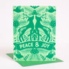 folk art Christmas card, winter deer holiday card, peace and joy Christmas card for nature lover