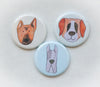 big dogs magnet set featuring illustrations of a great dane, german shepherd, and a saint bernard
