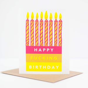 happy fucking birthday card, funny birthday card with candles by exit343design