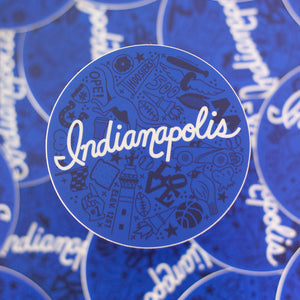 Indianapolis city sticker with famous Indy icons