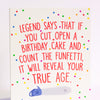 irreverent birthday card for old soul, happy birthday blank card, funfetti cake birthday card