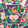 Lancaster sticker, Lancaster Distelfink vinyl sticker, Lancaster Pennsylvania souvenir, keystone state souvenir