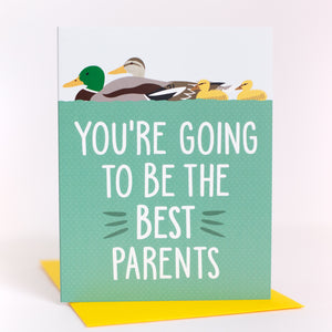 card for new parents for a baby shower with mallard ducks
