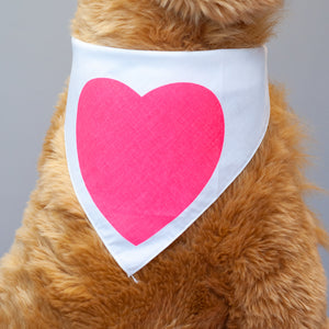 modern dog bandanna with a neon pink heart