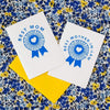 best mom award card, blue ribbon Mother's Day greeting card by exit343design