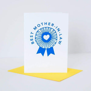 best mother-in-law award card, blue ribbon Mother's Day greeting card by exit343design