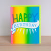 rainbow birthday card, OOAK birthday card, handprinted card, birthday card for kid, kid birthday card