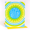 so much gratitude neon thank you card with floral details