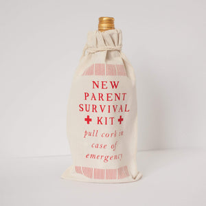 new parent survival kit, wine gift bag, funny gift for new parents, baby shower gift idea