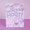 Hope your birthday is a hoot owl birthday card, birthday card for bird watcher, owl greeting art