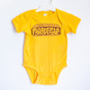 philadelphia baby onesie with an oozing cheesesteak by exit343design