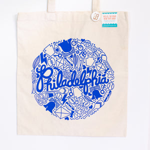 philadelphia souvenir gift idea tote bag with philly symbols