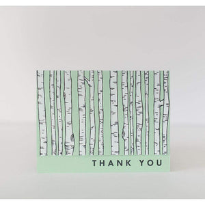 white birch tree thank you cards in mint green by exit343design